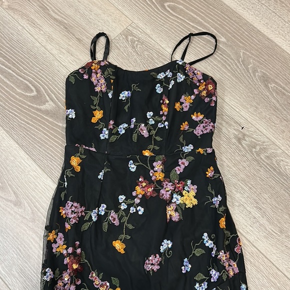 Lulus Wow and Forever Black Floral Sequin Strapless Maxi Dress Size XS - Picture 9 of 9